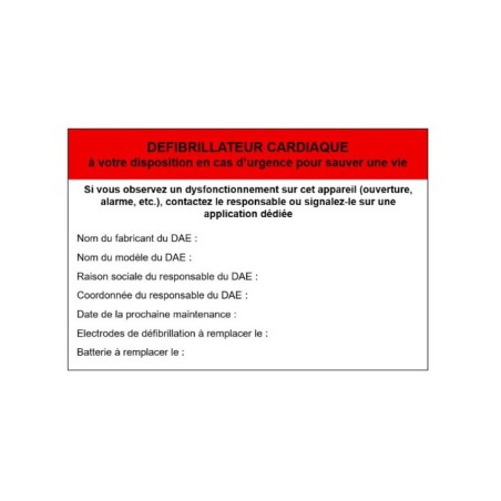 Etiquette de maintenance Défibrillateur