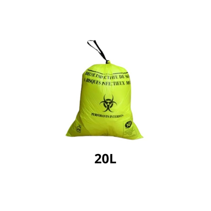 Sacs poubelles déchets médicaux DASRI - 20 Litres Rouleau de 25 - Mon équipement