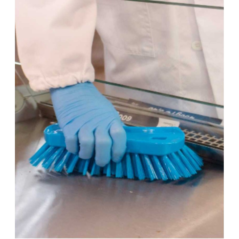 Grande brosse ergonomique bleue poils moyens IGEAX sur inox - Mon équipement