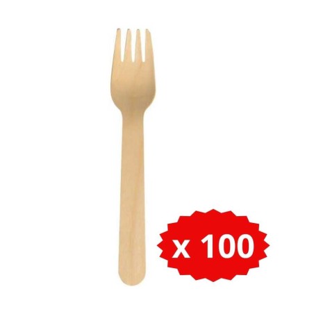 100 Fourchettes jetable en bois 16,5 cm - Mon équipement