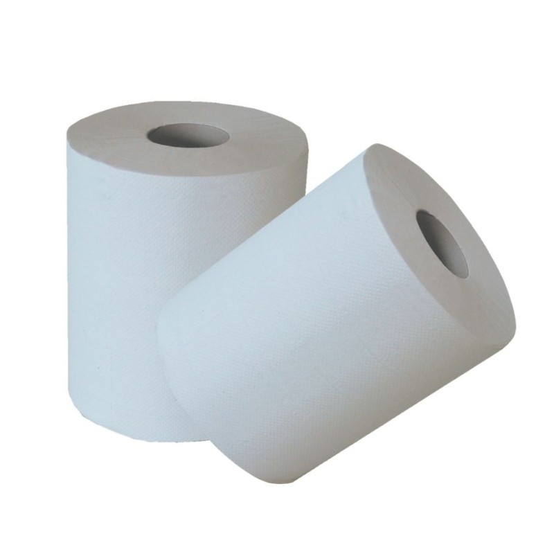 Grande bobine d’essuyage industrielle T1000 blanche Lot de 2