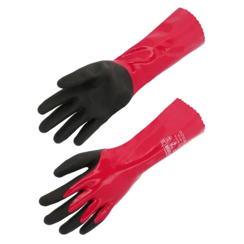 Gants tricotés une pièce enduction nitrile/PVC 350 mm - Lot de 10