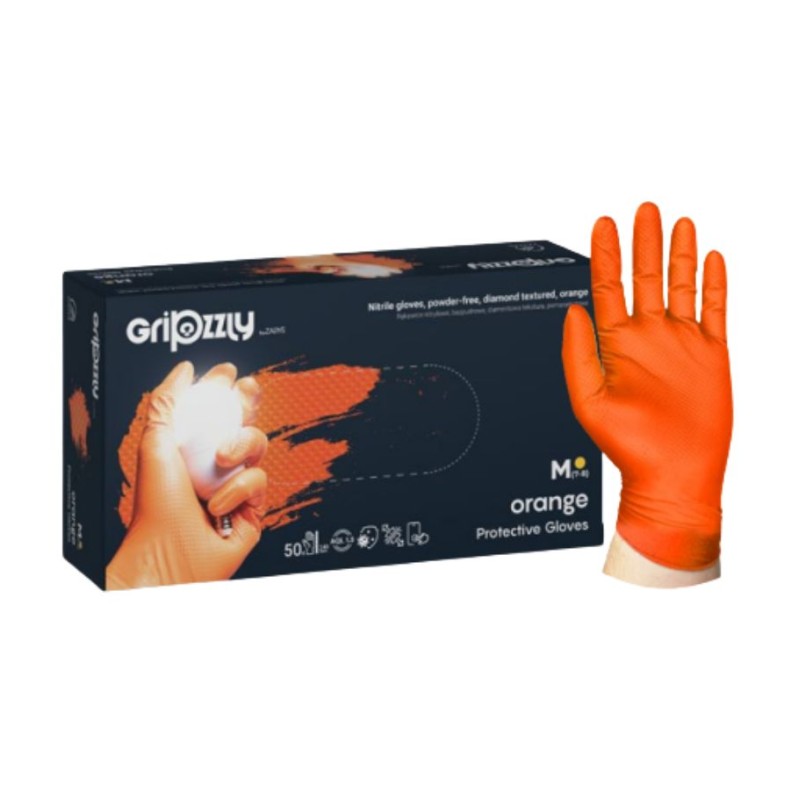Gants nitrile orange GRIPZZLY Boîte de 50